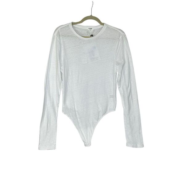 Re/DONE White Long Sleeve Boatneck Bodysuit Tee Shirt | L - Picture 1 of 7